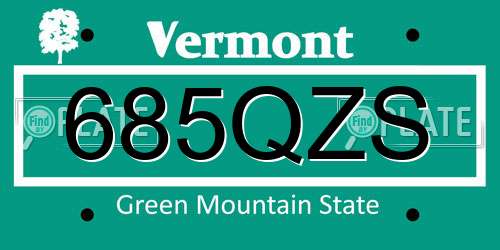 685QZS Vermont License Plate