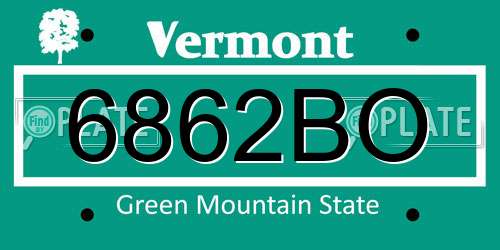 6862BO Vermont License Plate
