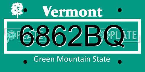 6862BQ Vermont License Plate