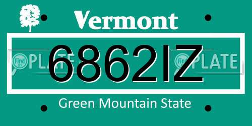 6862IZ Vermont License Plate