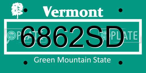 6862SD Vermont License Plate
