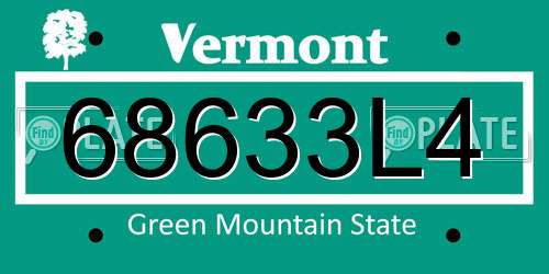 68633L4 Vermont License Plate