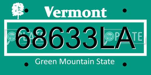68633LA Vermont License Plate