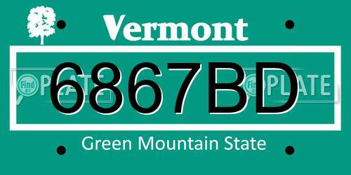 6867BD Vermont License Plate