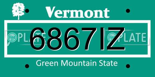6867IZ Vermont License Plate