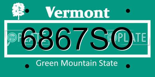 6867SO Vermont License Plate