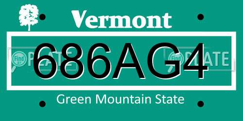 686AG4 Vermont License Plate