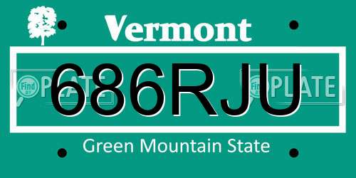 686RJU Vermont License Plate