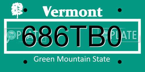 686TB0 Vermont License Plate