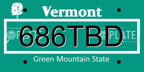 686TBD Vermont License Plate