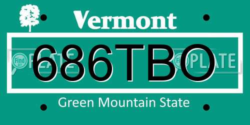 686TBO Vermont License Plate