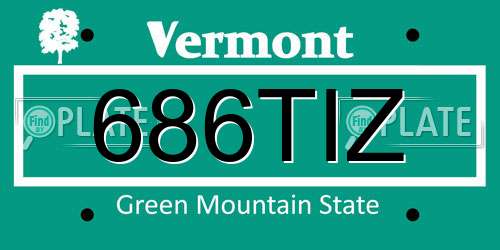 686TIZ Vermont License Plate