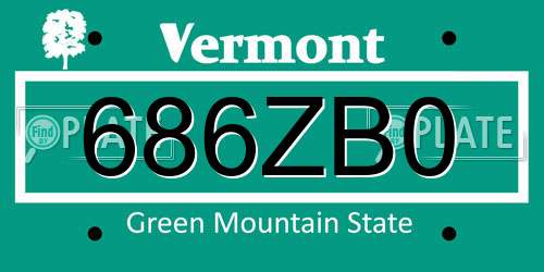 686ZB0 Vermont License Plate