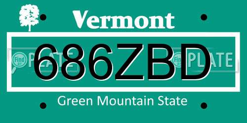 686ZBD Vermont License Plate