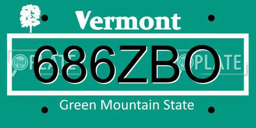 686ZBO Vermont License Plate