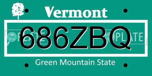 686ZBQ Vermont License Plate