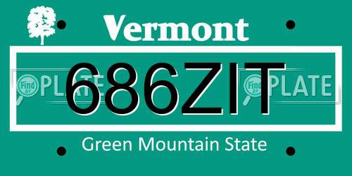 686ZIT Vermont License Plate