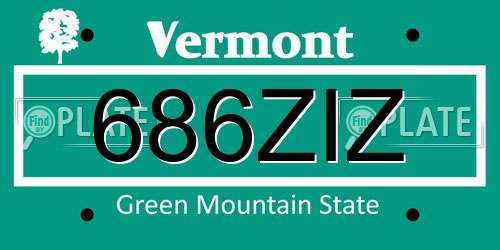 686ZIZ Vermont License Plate