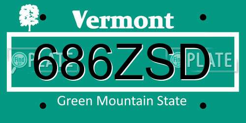 686ZSD Vermont License Plate