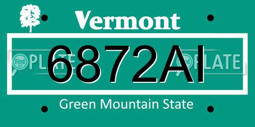 6872AI Vermont License Plate