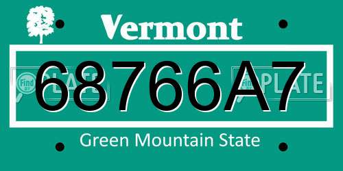 68766A7 Vermont License Plate