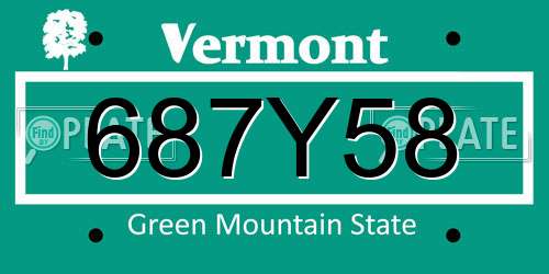687Y58 Vermont License Plate