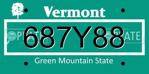 687Y88 Vermont License Plate