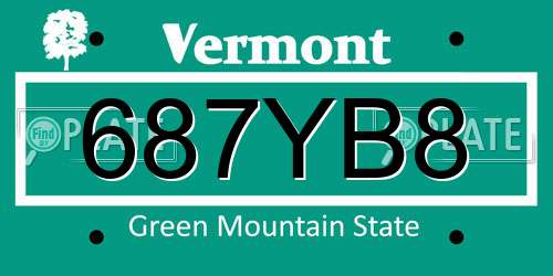 687YB8 Vermont License Plate