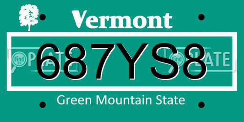 687YS8 Vermont License Plate