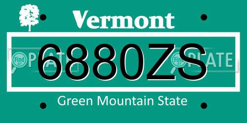 6880ZS Vermont License Plate