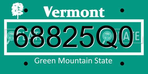 68825Q0 Vermont License Plate
