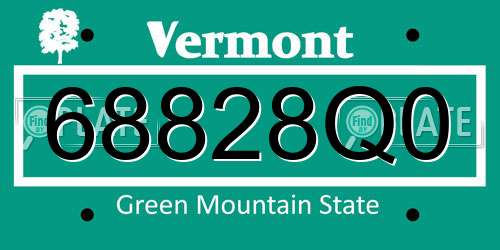 68828Q0 Vermont License Plate