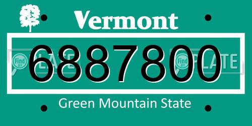 6887800 Vermont License Plate