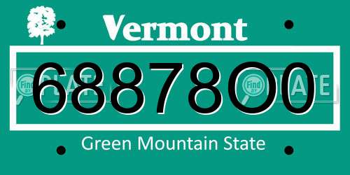 68878O0 Vermont License Plate