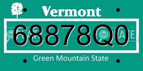 68878Q0 Vermont License Plate