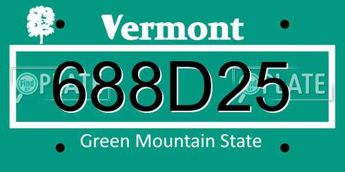 688D25 Vermont License Plate