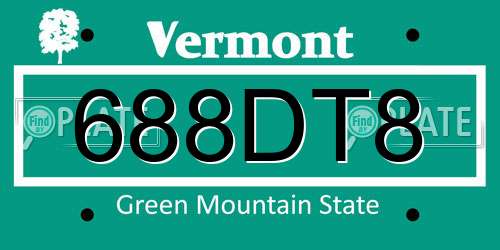 688DT8 Vermont License Plate