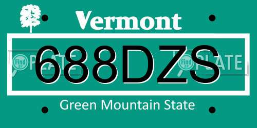 688DZS Vermont License Plate