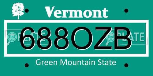 688OZB Vermont License Plate