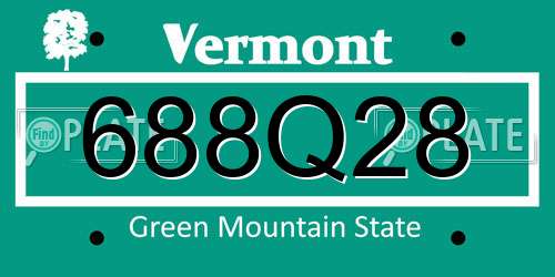 688Q28 Vermont License Plate