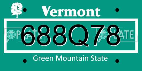 688Q78 Vermont License Plate