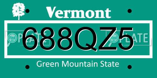 688QZ5 Vermont License Plate