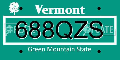 688QZS Vermont License Plate