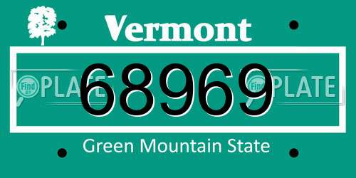 68969 Vermont License Plate