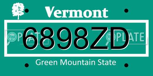 6898ZD Vermont License Plate
