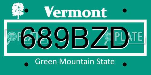 689BZD Vermont License Plate