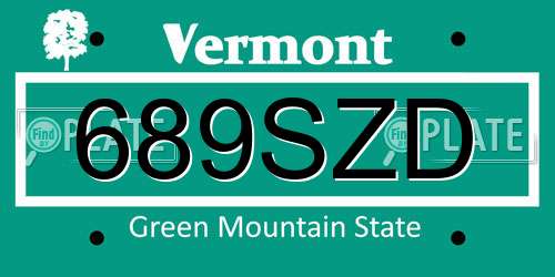 689SZD Vermont License Plate