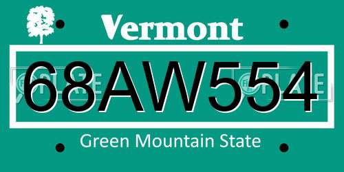 68AW554 Vermont License Plate