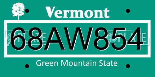 68AW854 Vermont License Plate