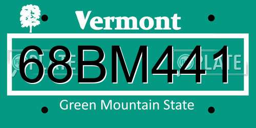 68BM441 Vermont License Plate
